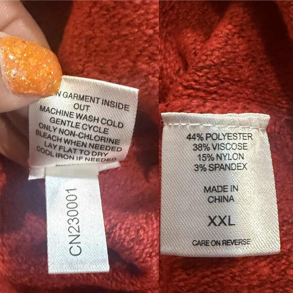 NWT NY&Co Holiday Red Cold Shoulder Sweater w/ Black Velvet Bow Size XXL Plus - Picture 7 of 8